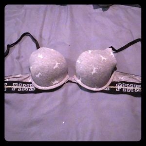 32B Pink grey logo wear everywhere push up bra